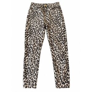 Frame Denim Ali High Rise Cigarette Jeans Leopard Print Beige Multi Size 26